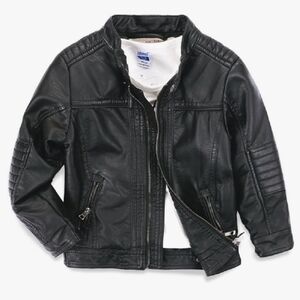 LJYH Boys Faux Leather Black Motorcycle Biker Zip Up Jacket 4 - 5 T